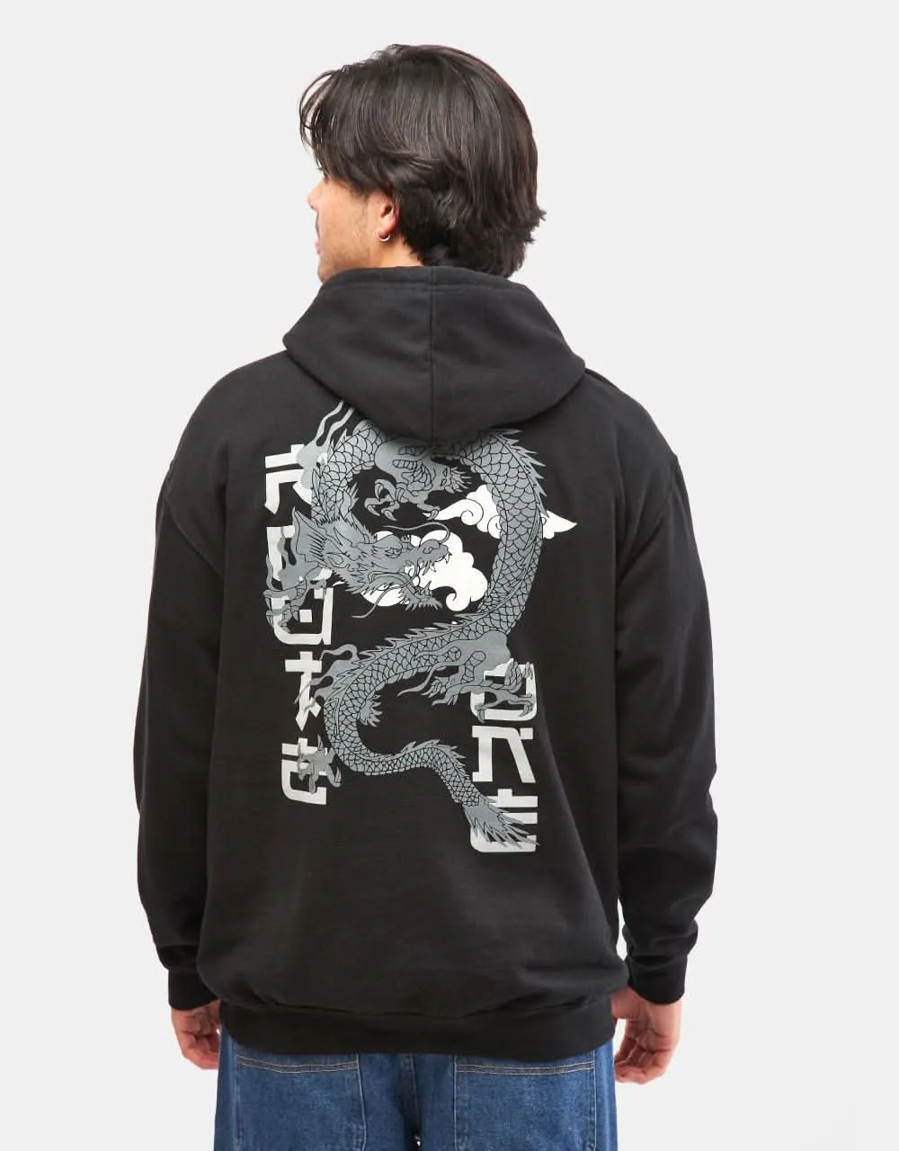 Route One Dragon Pullover Hoodie - Deep Black