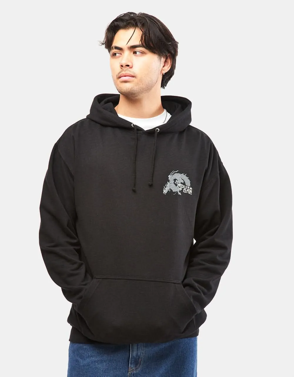 Route One Dragon Pullover Hoodie - Deep Black