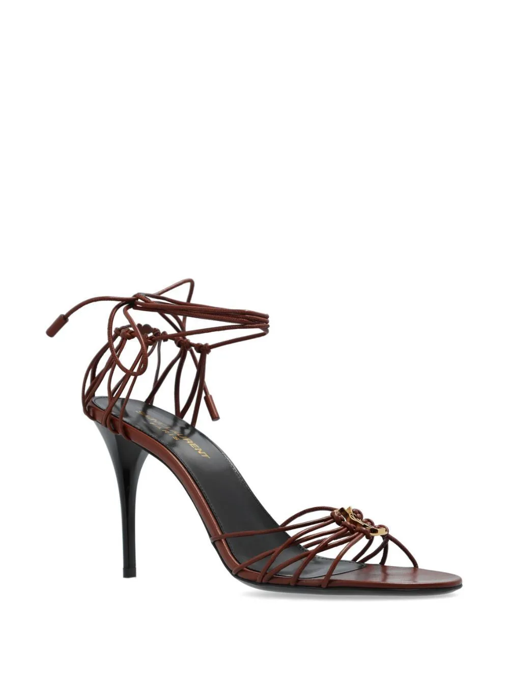 SAINT LAURENT Brown Leather Babylone 90 Sandals for Women