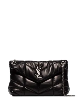 SAINT LAURENT Puffer Handbag for Women in Black with Logo Metal Detail