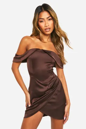 Satin Draped Skort Romper