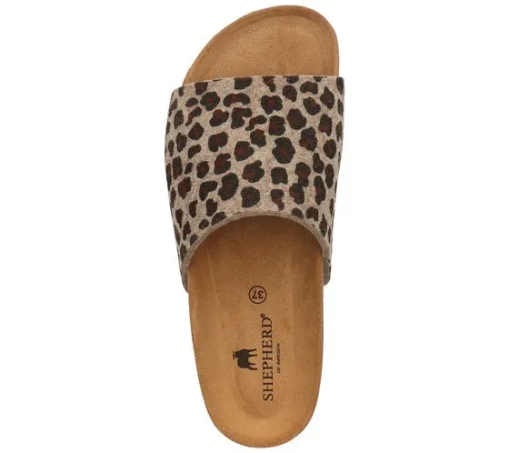 SHEPHERD Ayline women's felt sandals with leopard print platform sandals Made in Spain 51-1852 043 brown