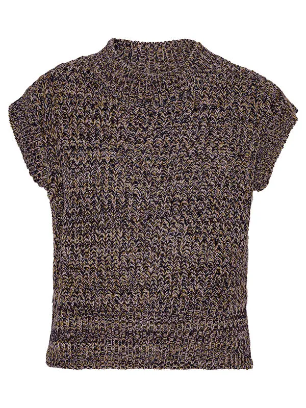 Six End Knit Vest - Black Lavender Green Square