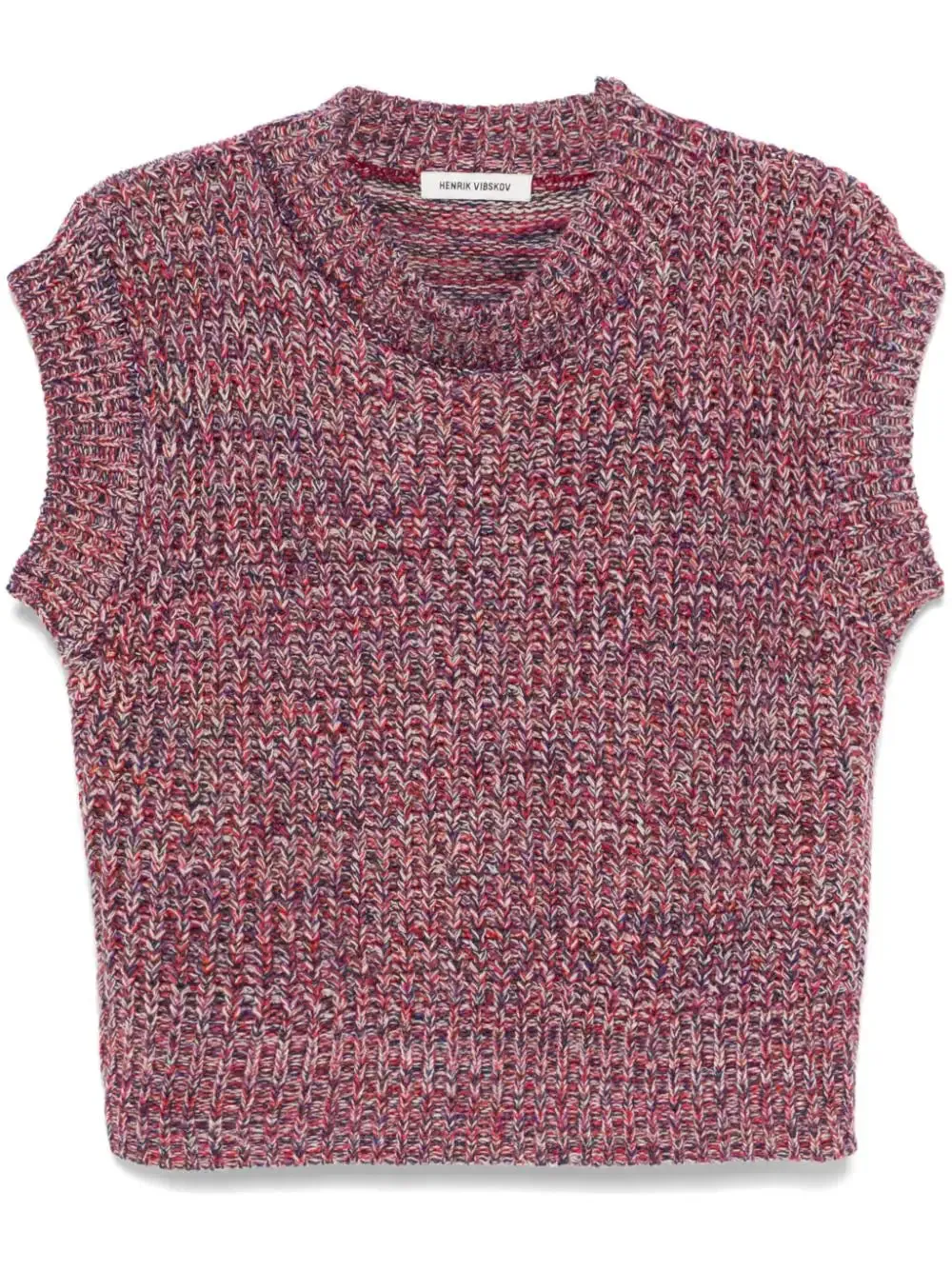 Six End Knit Vest - Magenta Navy Orange Square