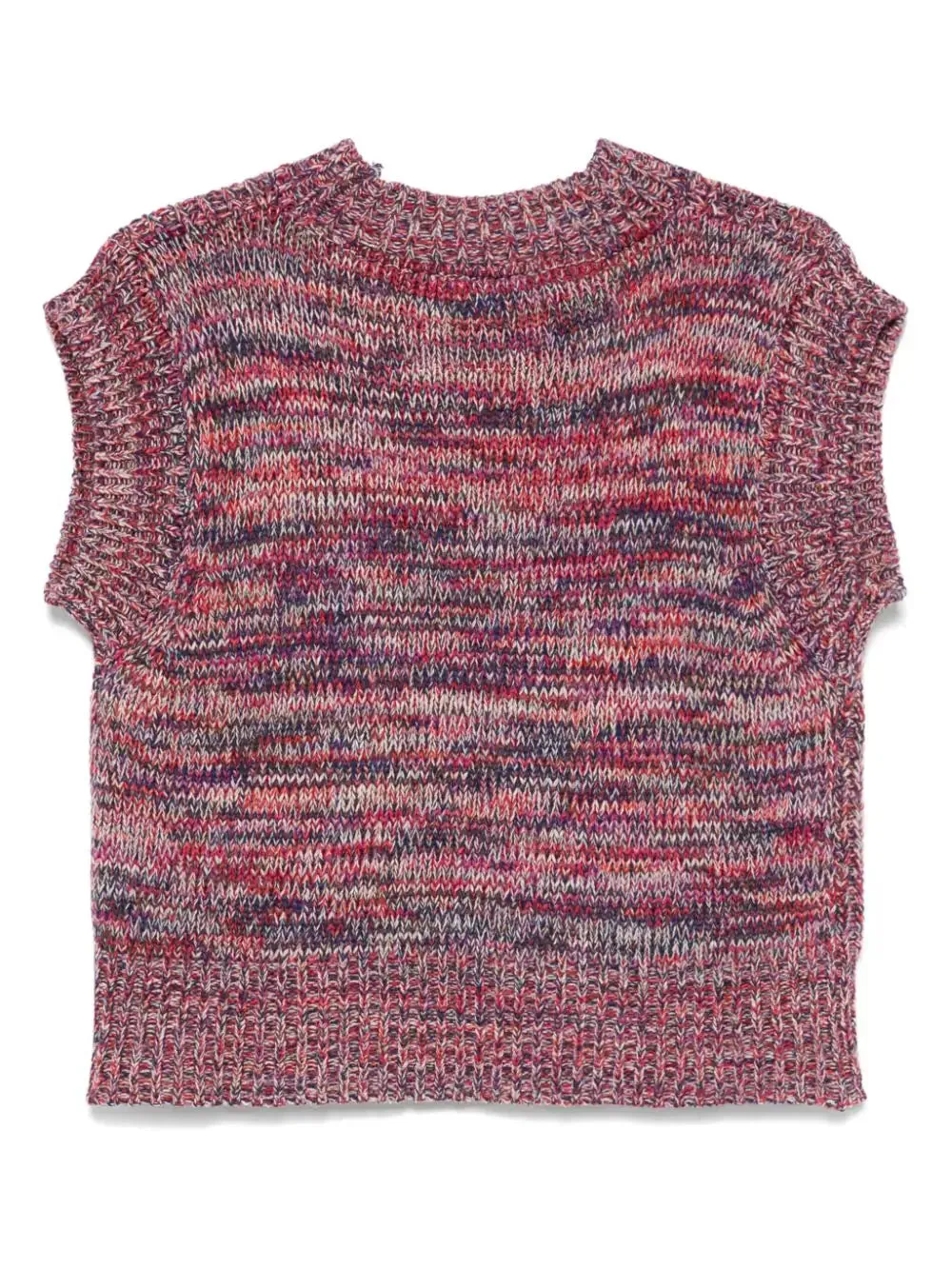 Six End Knit Vest - Magenta Navy Orange Square