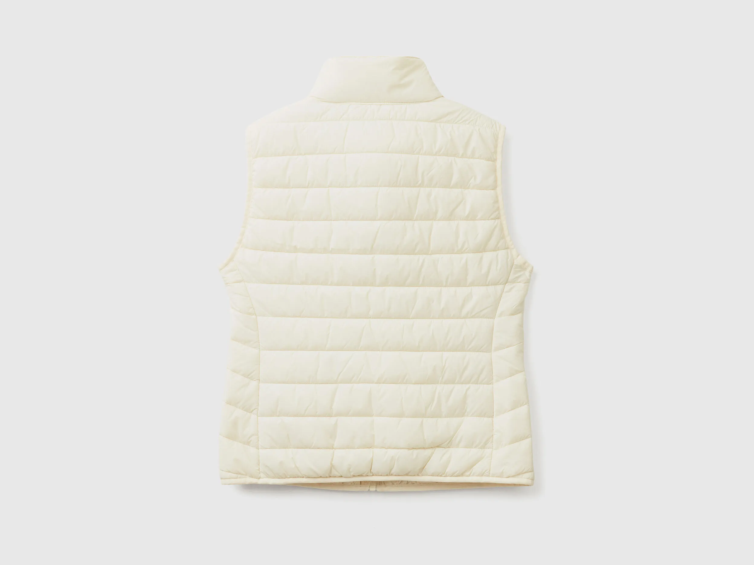 Sleeveless puffer jacket with recycled wadding - Creamy White | Benetton