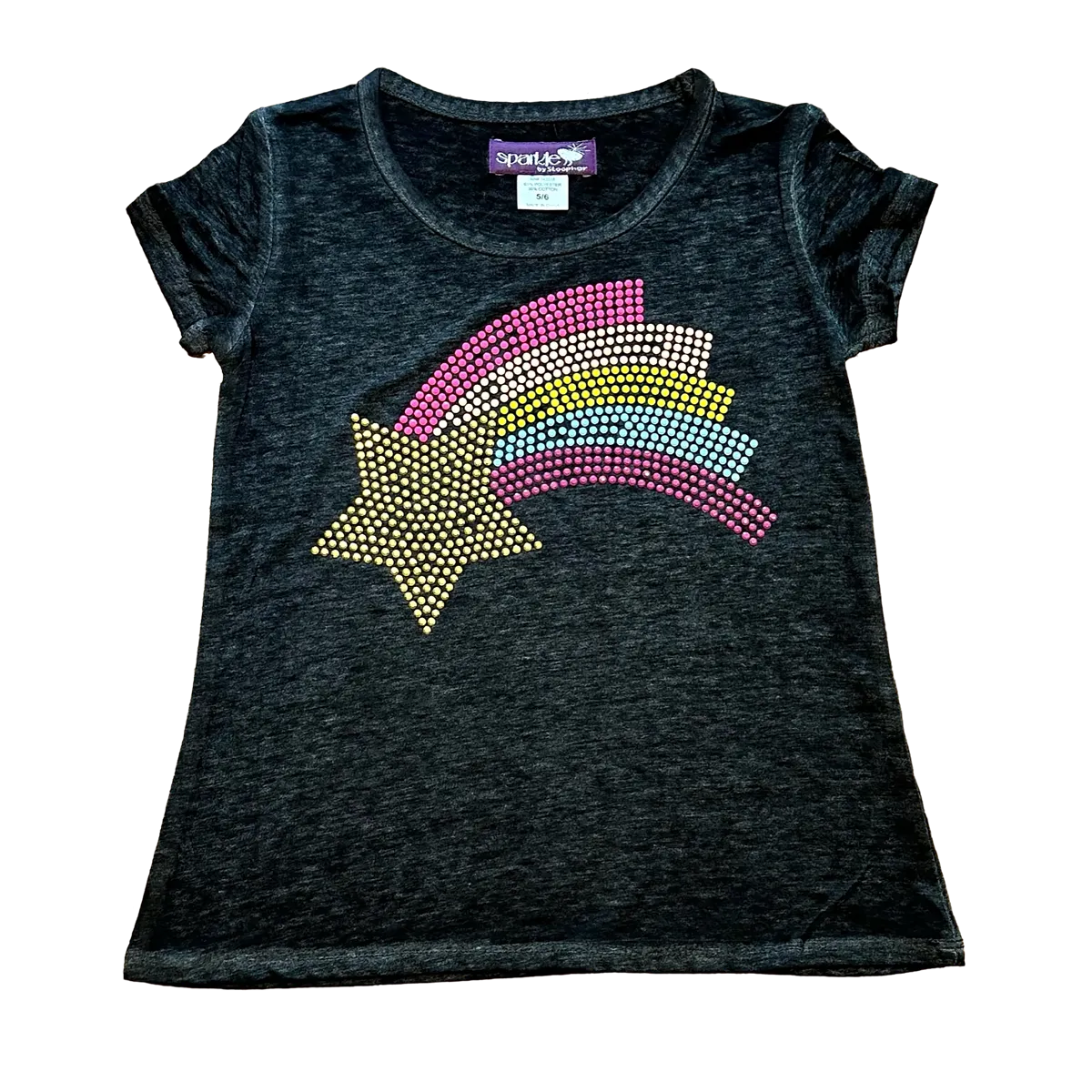 Sparkle by Stoopher Shooting Rainbow Star Burnout A-Line Tee