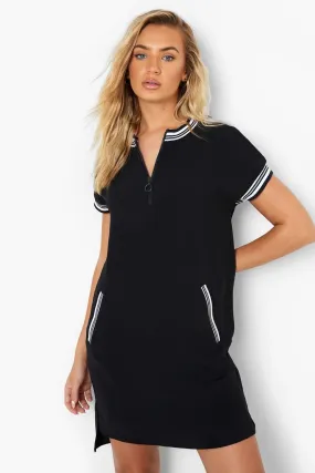 Sports Trim Zip Detail Tshirt Dress