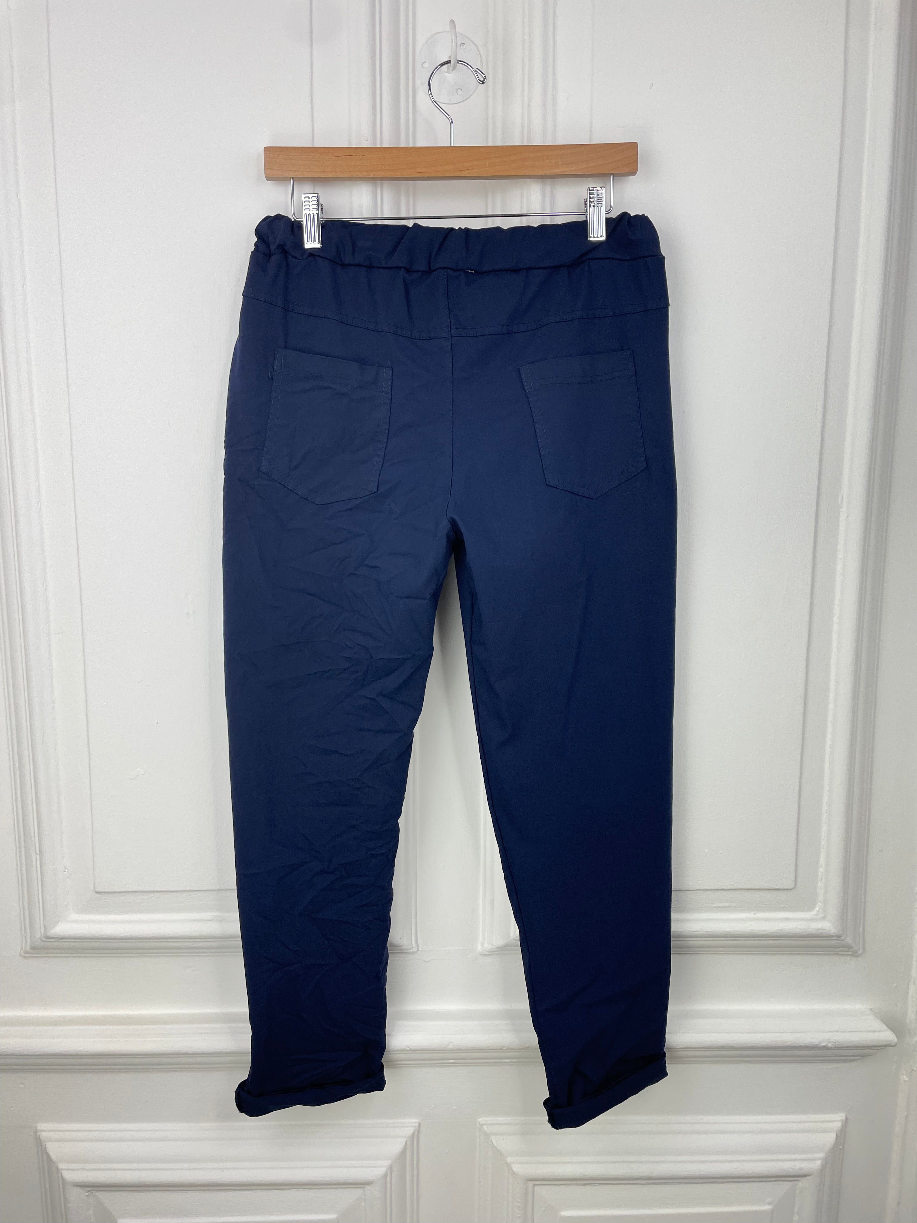 Stretchy Casual Trousers - Navy