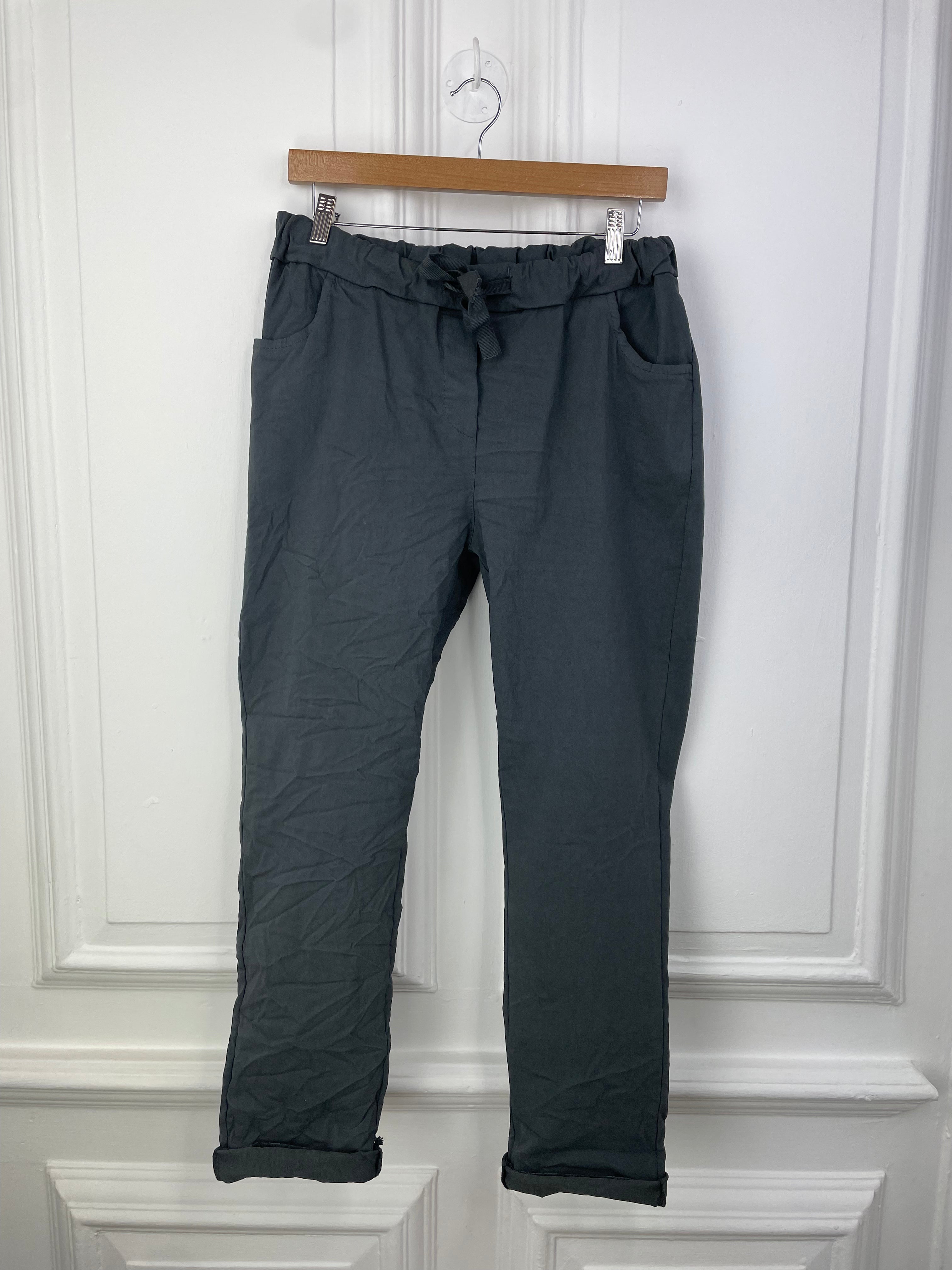 Stretchy Casual Trousers - Slate Grey