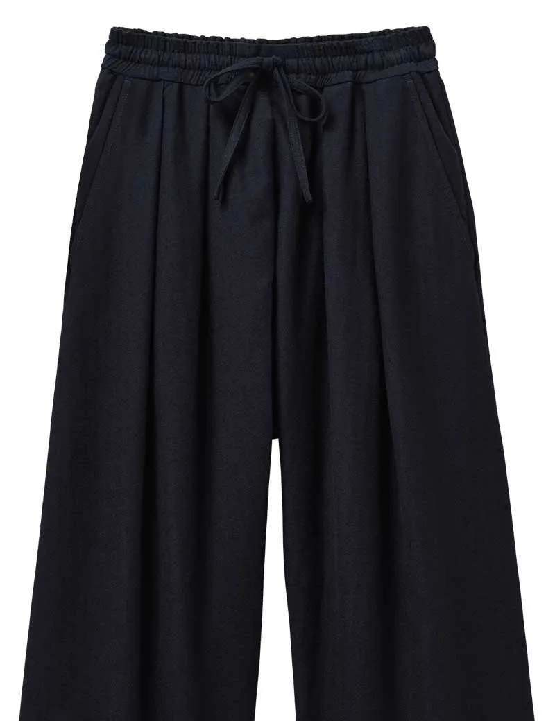 Toast Cotton Wool Herringbone Pull On Trousers Dark Navy