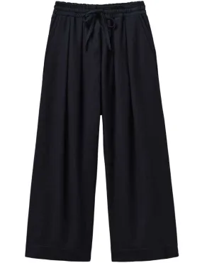 Toast Cotton Wool Herringbone Pull On Trousers Dark Navy