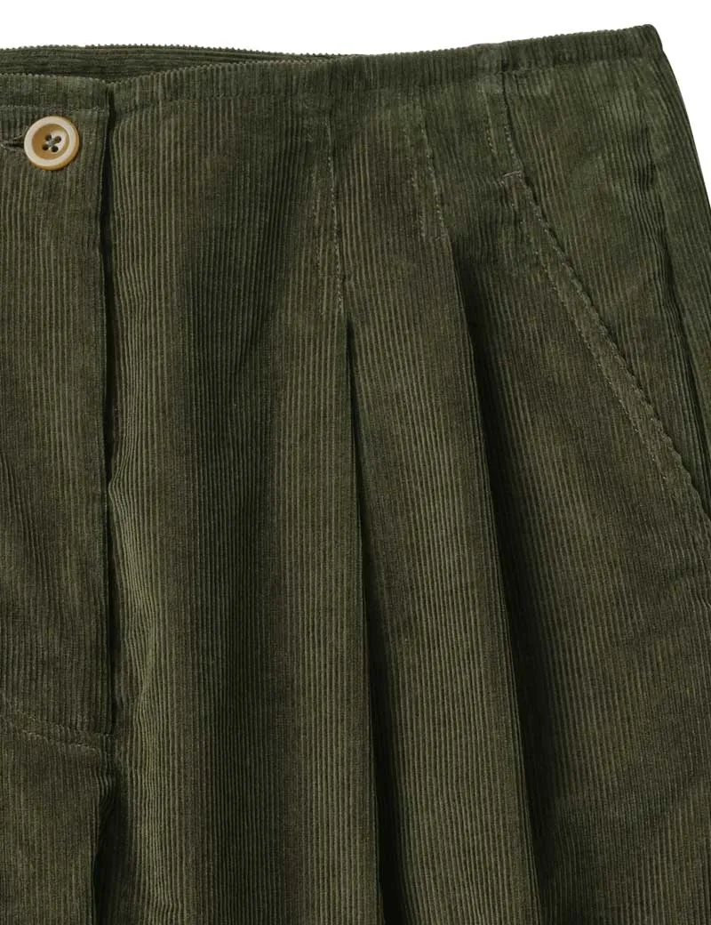 Toast Organic Soft Cord Pleated Trousers Tent Green