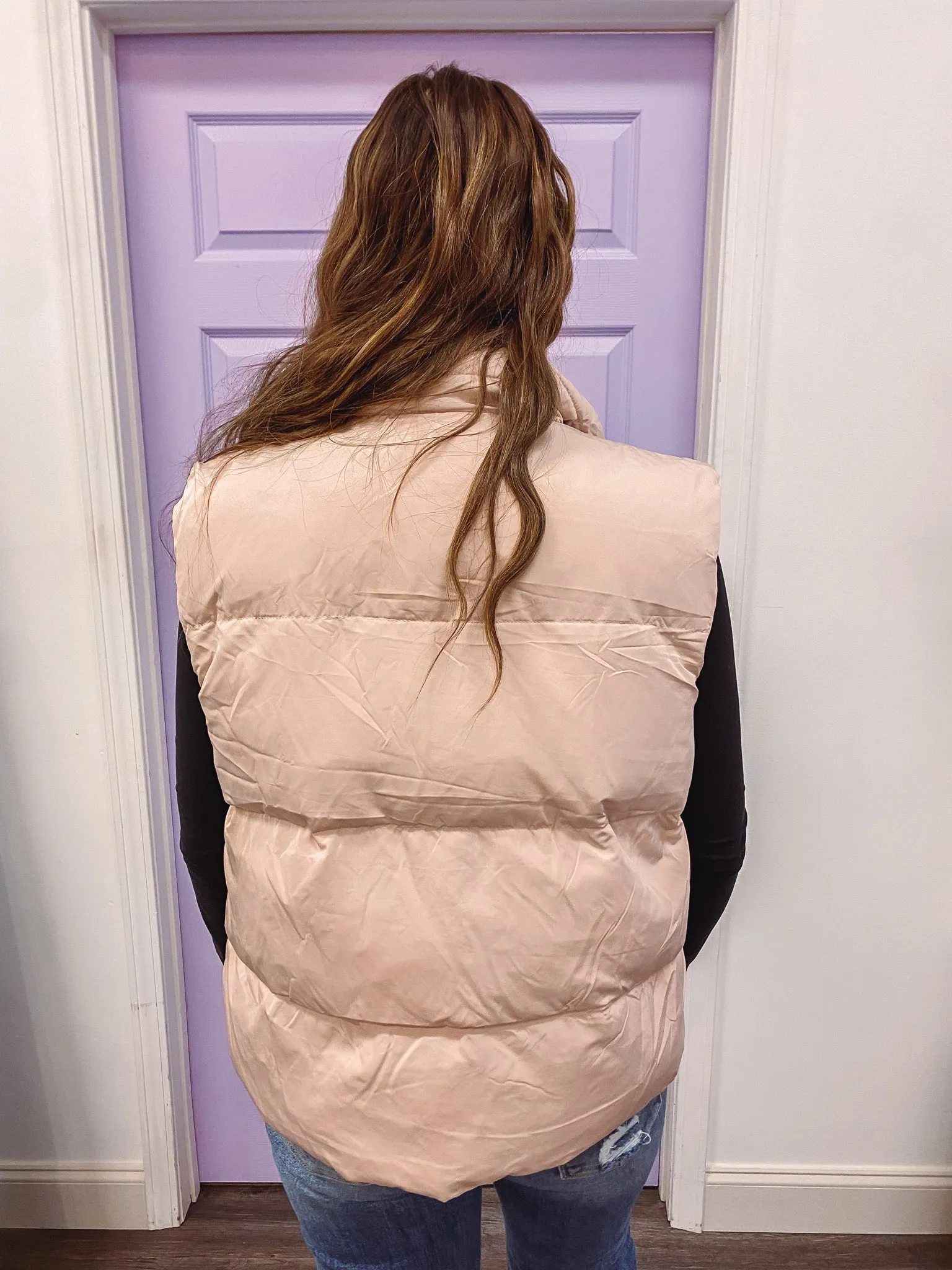 True Statement Beige Puffer Vest