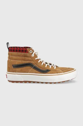 Vans leather trainers SK8-Hi men's brown color