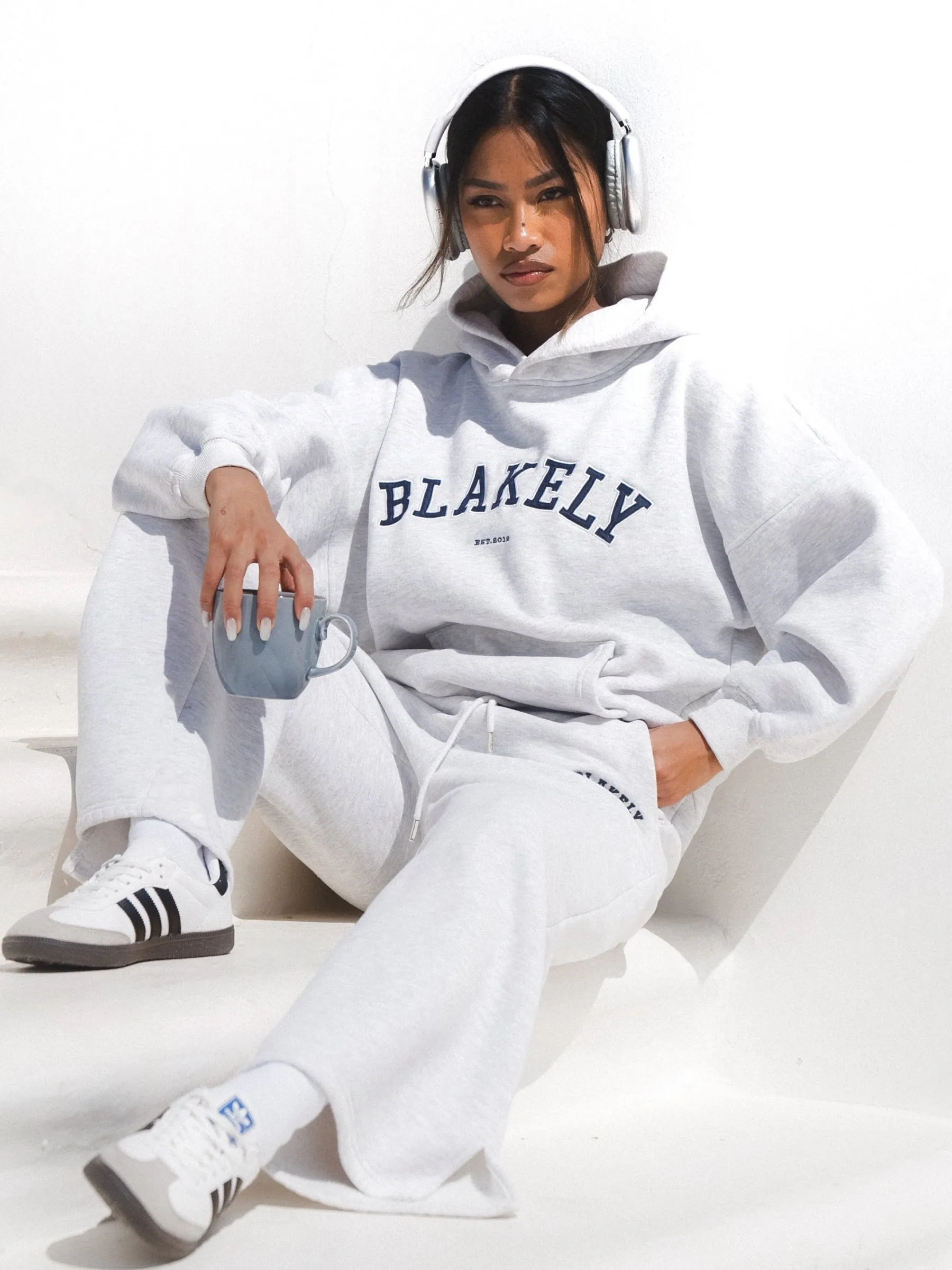 Varsity Oversized Hoodie - Marl White