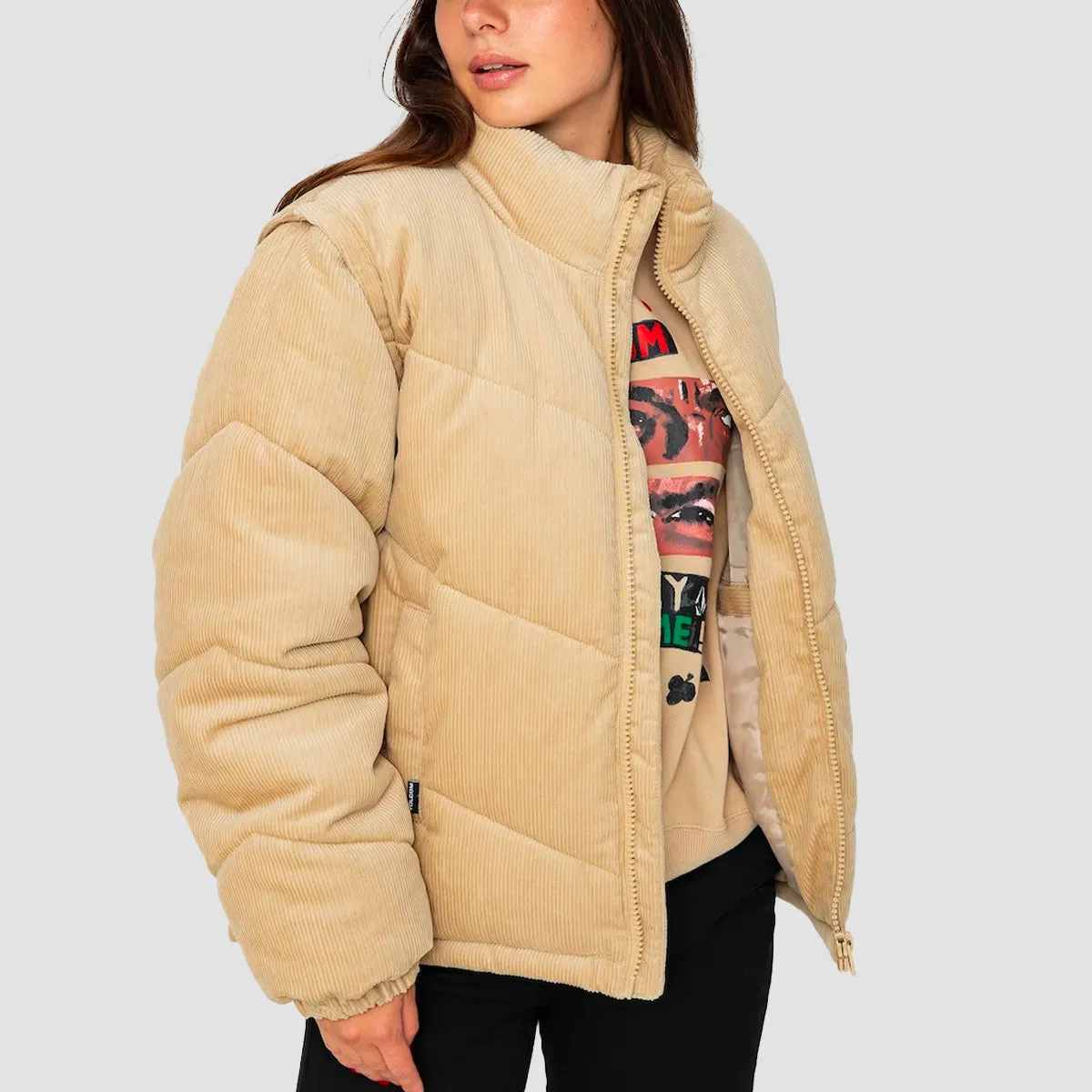 Volcom Cord'N Puff Jacket Khaki - Womens