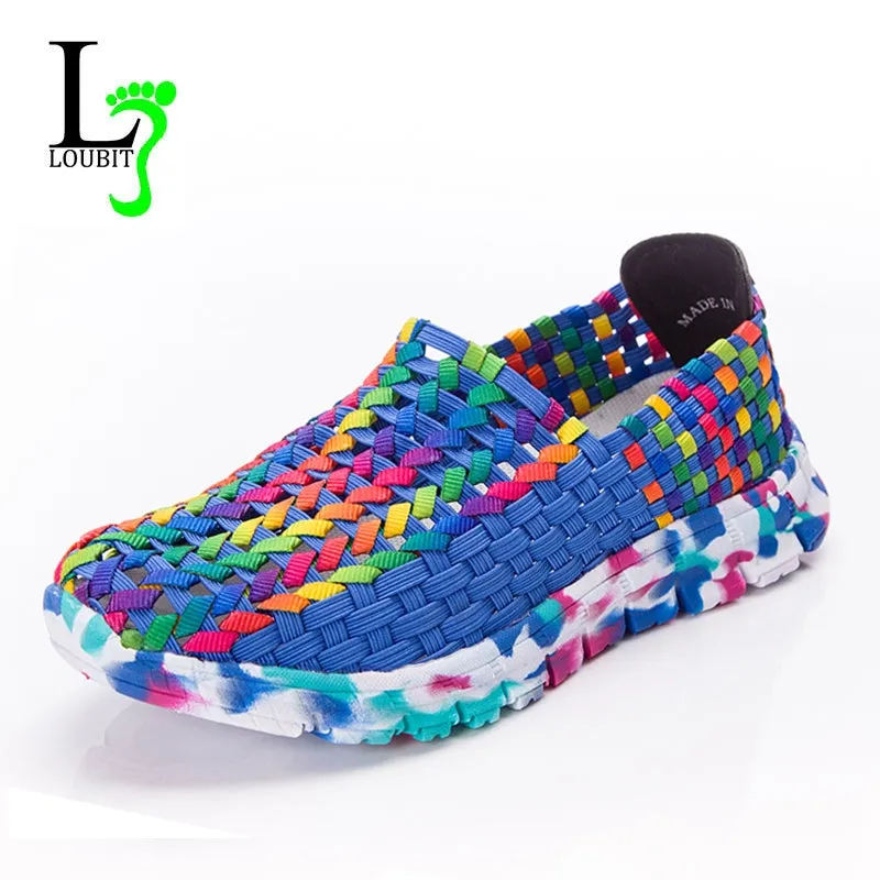 Women Shoes Summer Flat Female Loafers Women Casual Flats Woven Shoes Slip On Colorful Shoe Mujer Plus Size 41