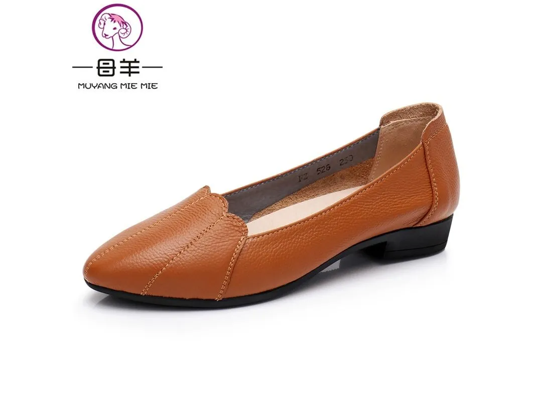 Women Shoes Woman Genuine Leather Flat Shoes Female Casual Work Ballet Flats Women Flats