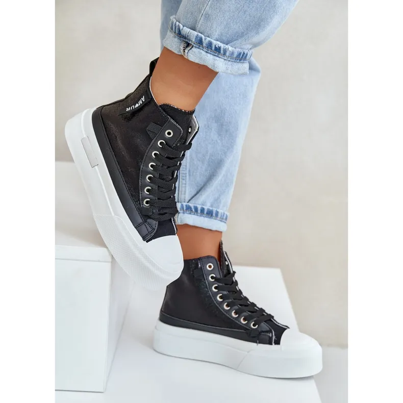 Women's High Platform Sneakers Black Averira