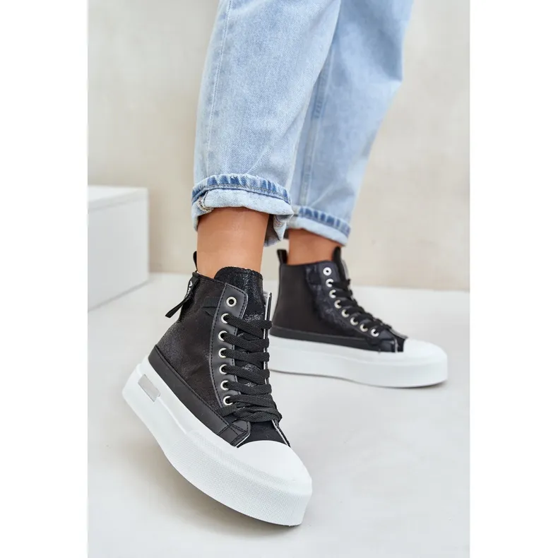 Women's High Platform Sneakers Black Averira