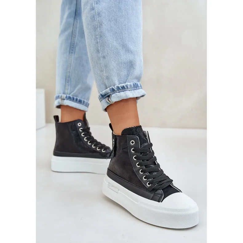 Women's High Platform Sneakers Black Averira