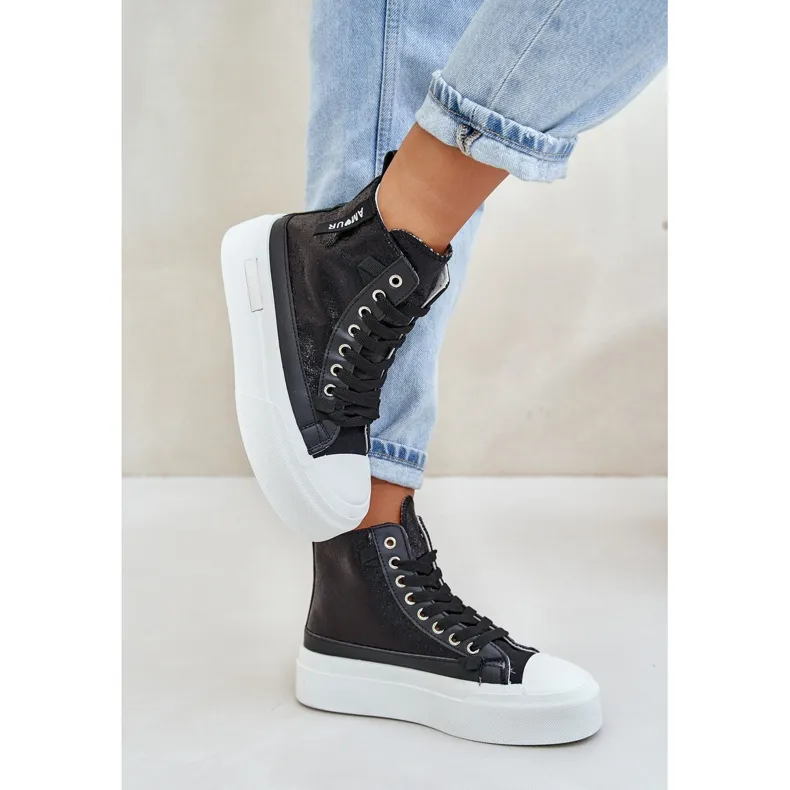 Women's High Platform Sneakers Black Averira