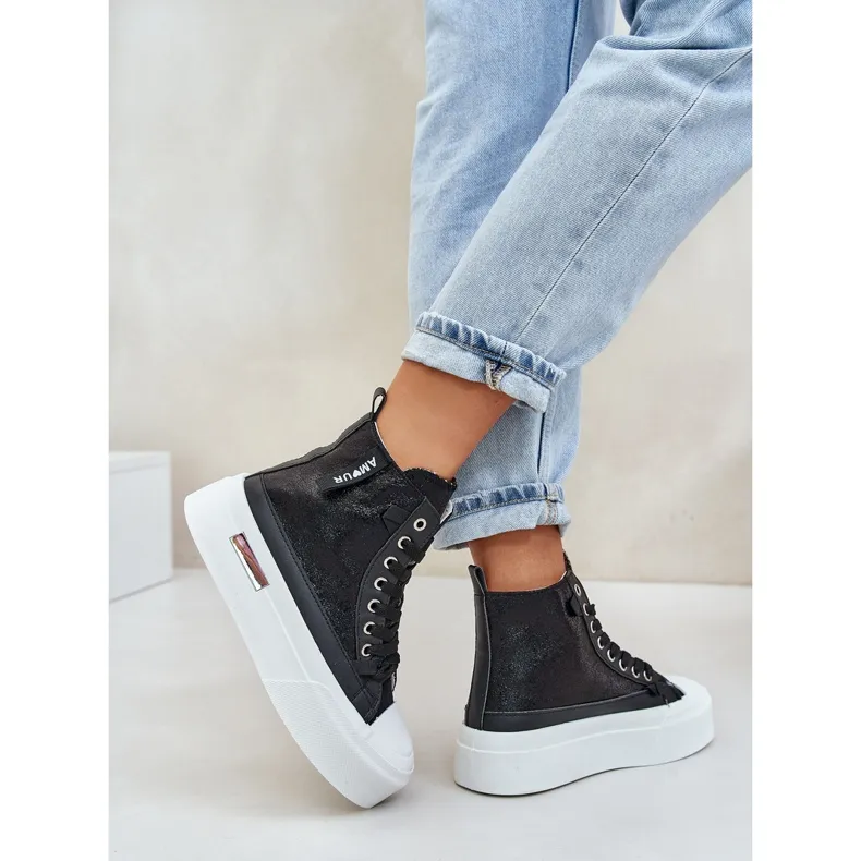 Women's High Platform Sneakers Black Averira