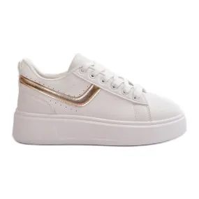 Women's Sneakers On The Platform Made Of Eco Leather White And Gold Brennessa