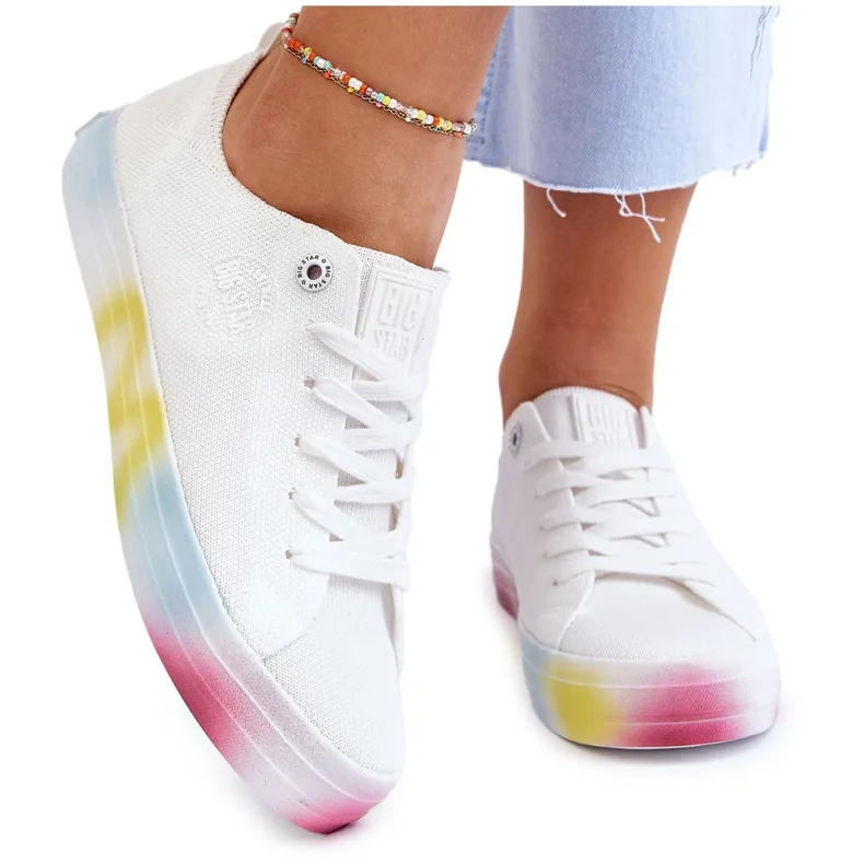 Women's Sneakers With A Colorful Platform Big Star LL274237 White