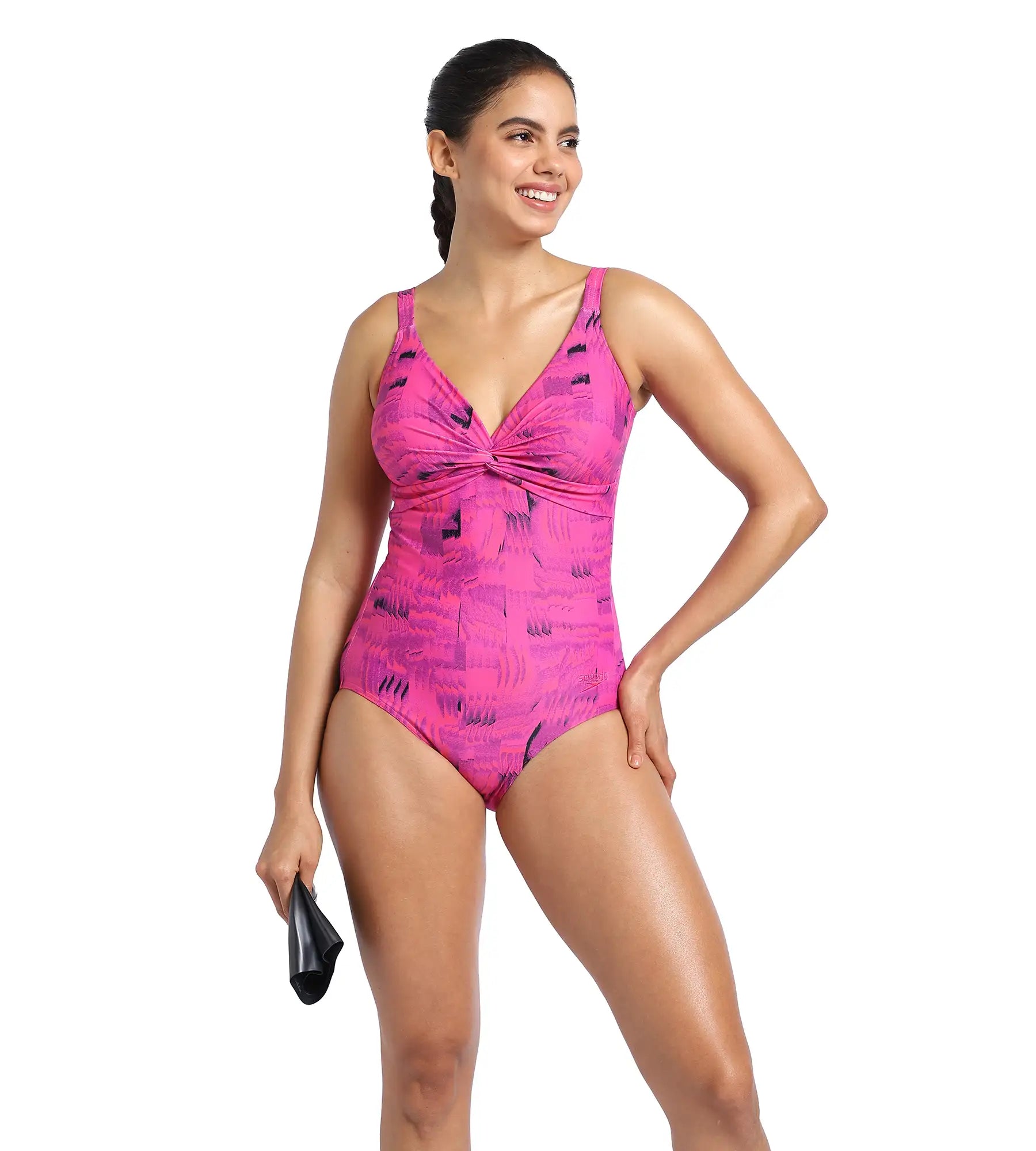 Women's Brigitte Printed One Piece Swimwear - Black  &  Wineberry