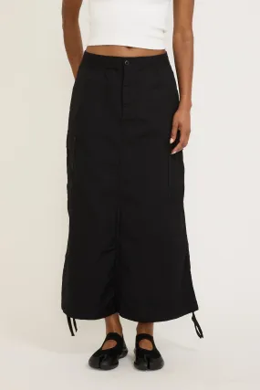 Women's Cargo Skirt Long Black Rinsed