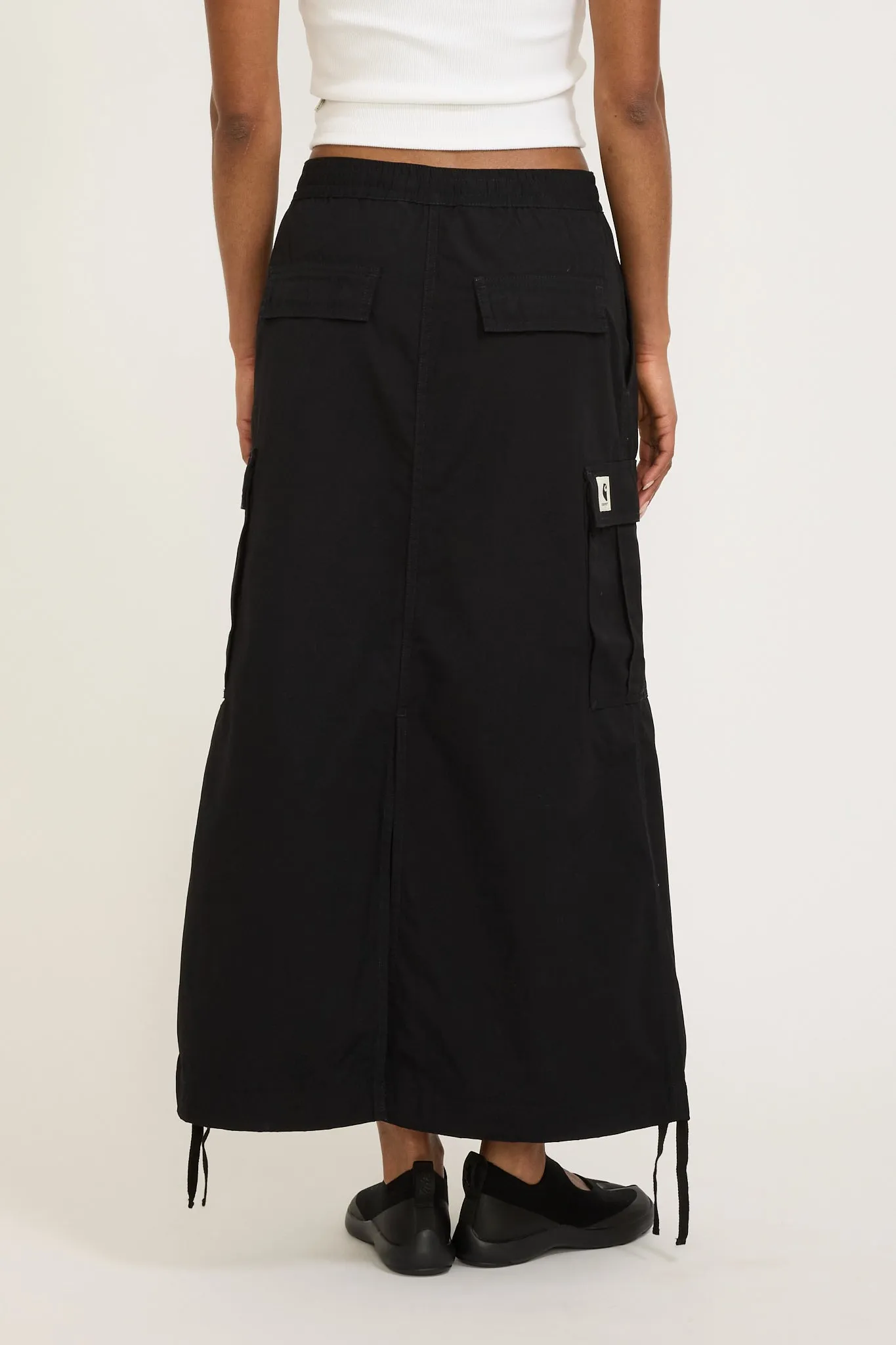 Women's Cargo Skirt Long Black Rinsed