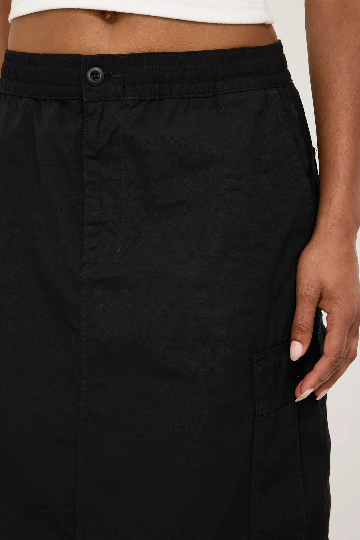 Women's Cargo Skirt Long Black Rinsed