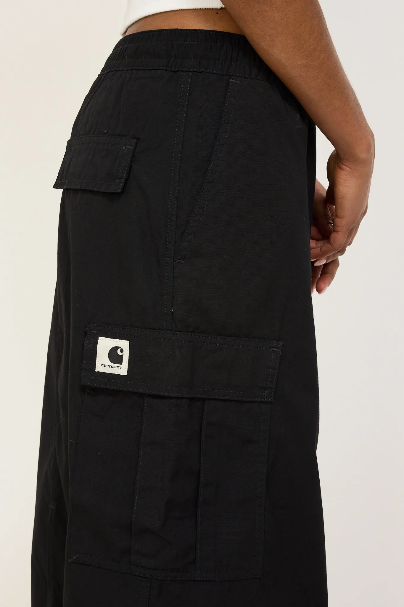 Women's Cargo Skirt Long Black Rinsed