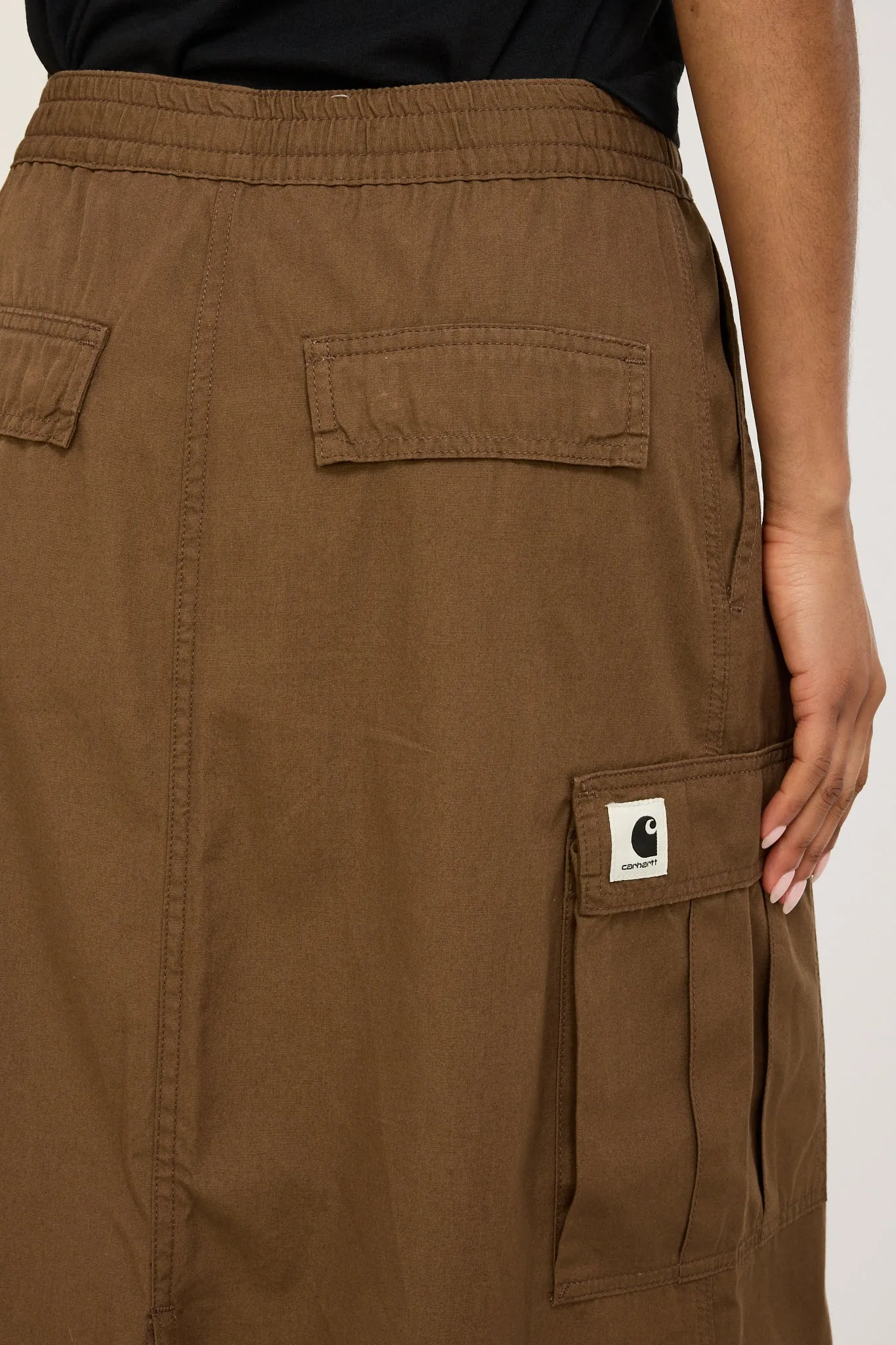 Women's Cargo Skirt Long Chocolate Rinsed