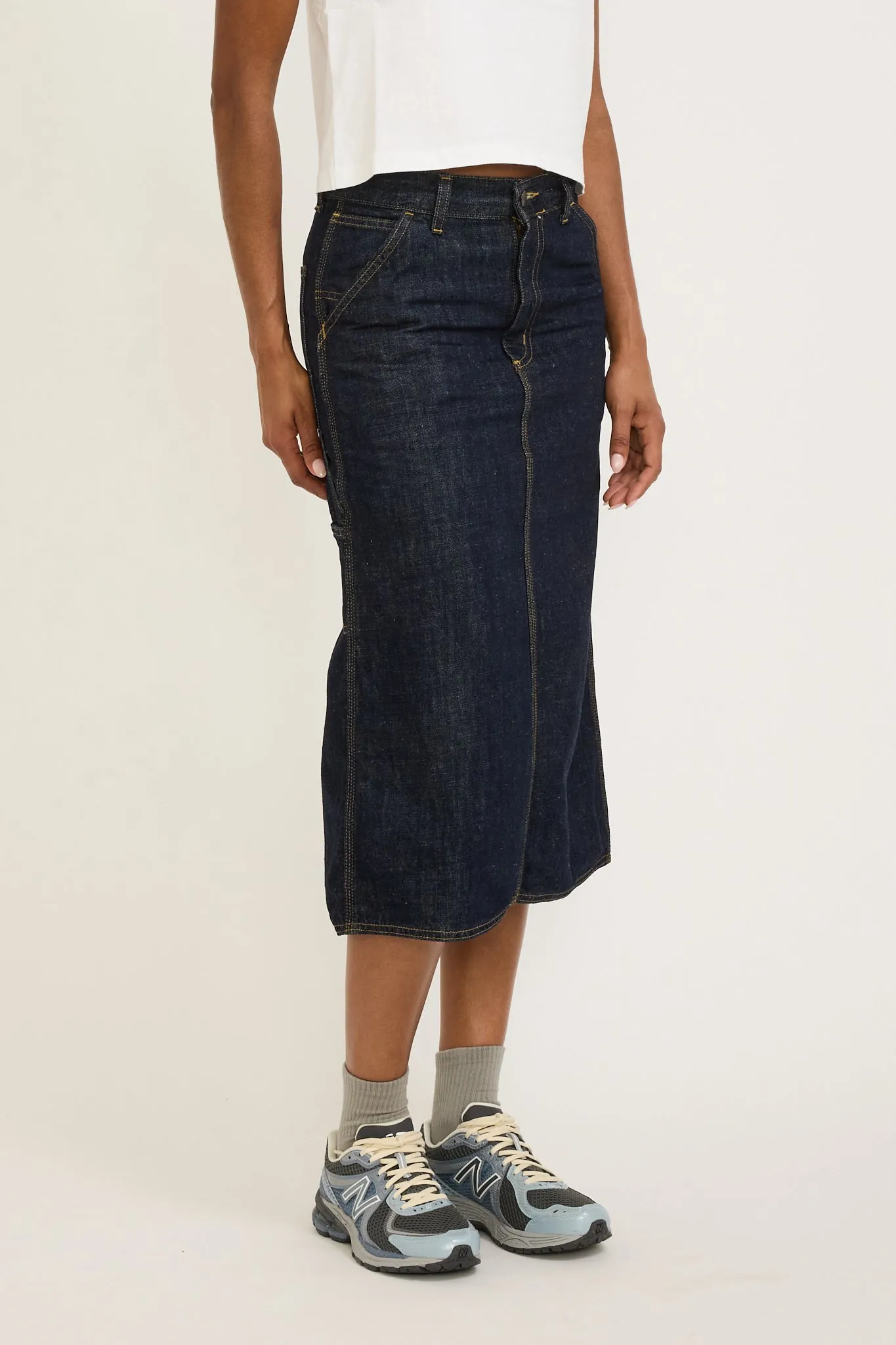 Women's Single Knee Skirt Blue Rinsed