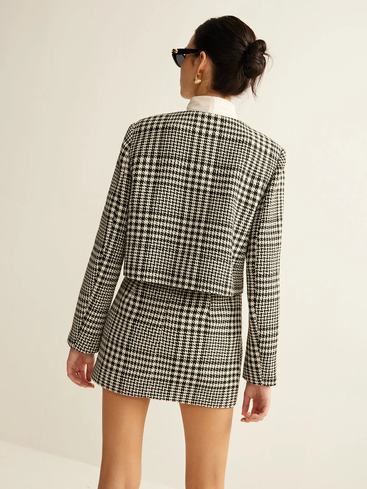 Wool-Blend Checked Mini Skirt