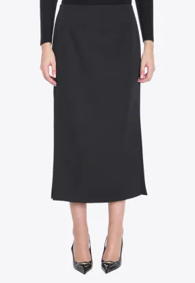 Wool Midi Skirt with Side Slits