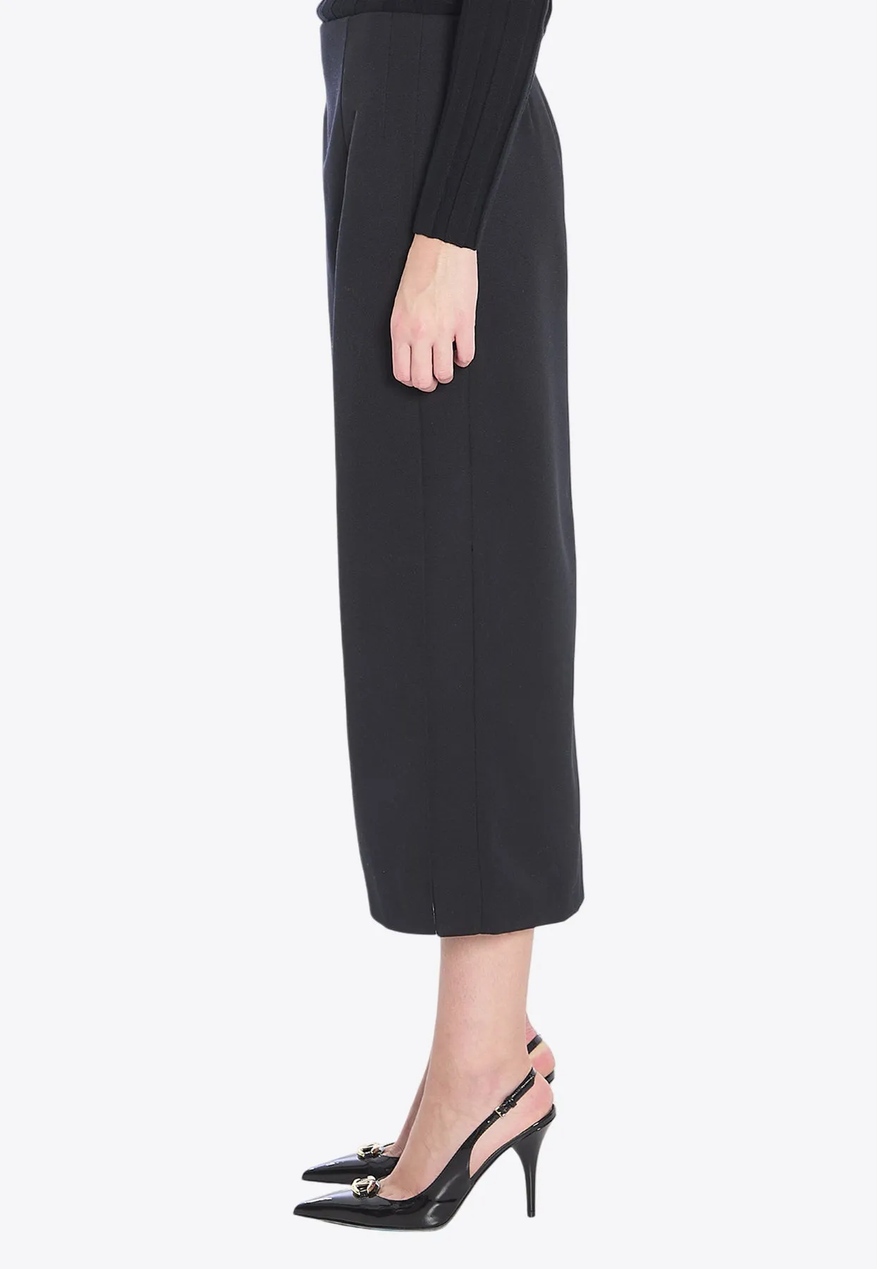 Wool Midi Skirt with Side Slits