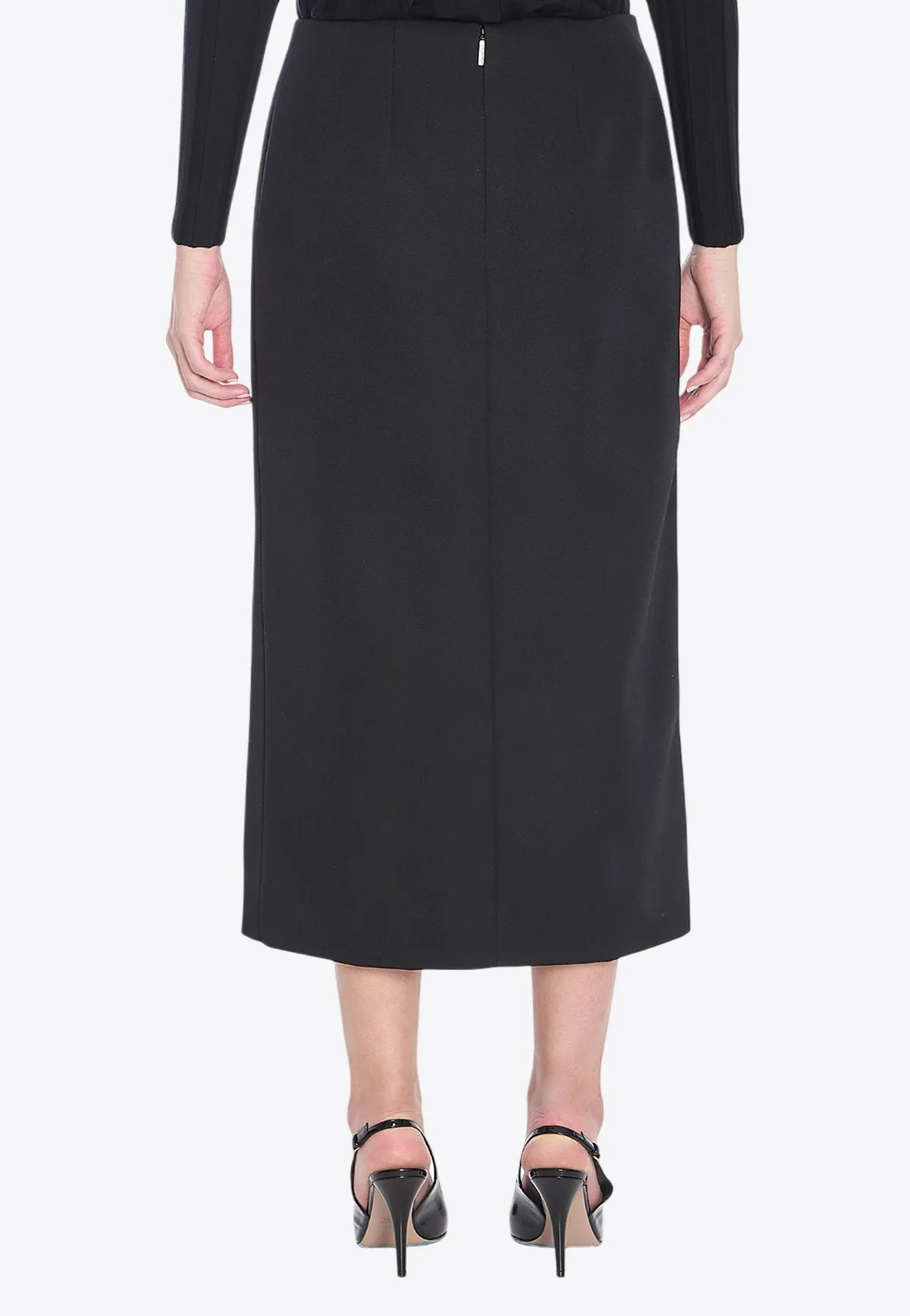 Wool Midi Skirt with Side Slits