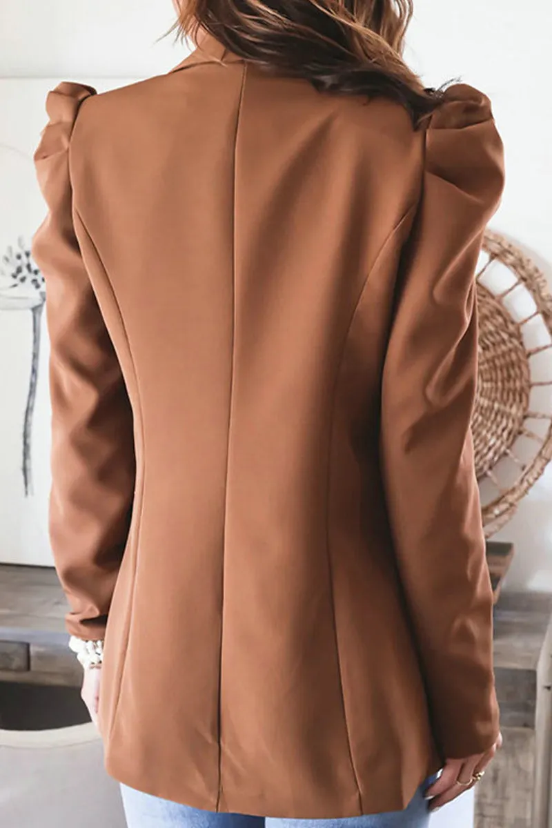 Work Solid Solid Color Turn-back Collar Outerwear