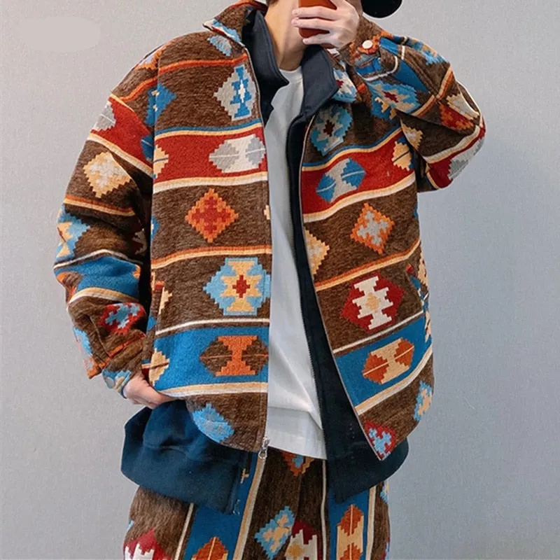 Xituodai Ethnic Retro Indian Navajo High Quality Jackets Men Clothing Trendy Hip Hop Coats Streetwear American Fashion Casual La