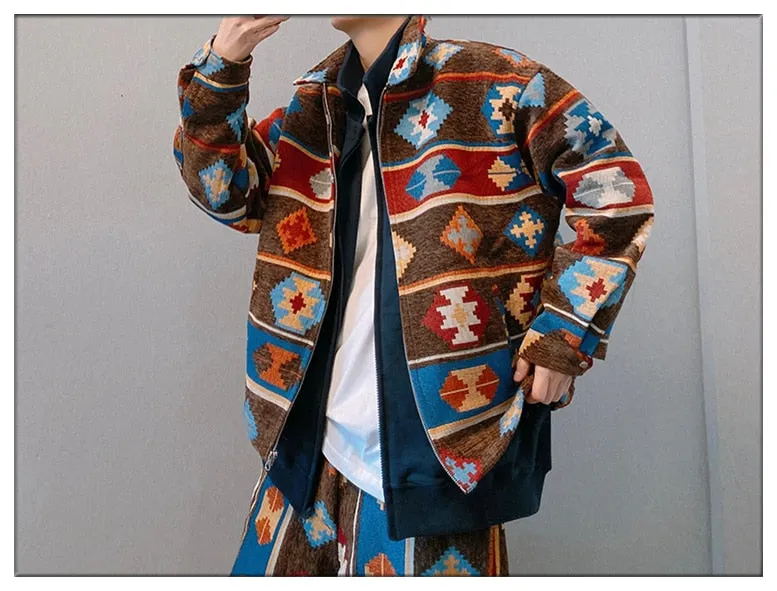 Xituodai Ethnic Retro Indian Navajo High Quality Jackets Men Clothing Trendy Hip Hop Coats Streetwear American Fashion Casual La