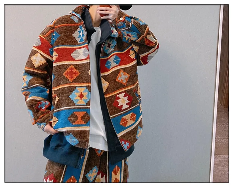 Xituodai Ethnic Retro Indian Navajo High Quality Jackets Men Clothing Trendy Hip Hop Coats Streetwear American Fashion Casual La