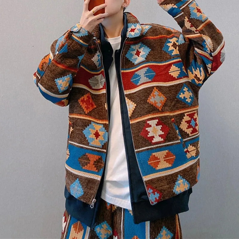 Xituodai Ethnic Retro Indian Navajo High Quality Jackets Men Clothing Trendy Hip Hop Coats Streetwear American Fashion Casual La