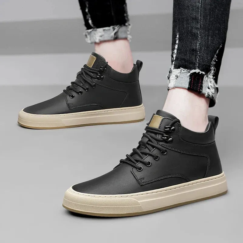 Xituodai  High Top Men's Sneakers Fashion Men Casual Shoes Genuine Leather Sneakers Tenis Masculino All-match Streetwear Skate S